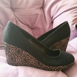 Maurices Black Lace Wedges